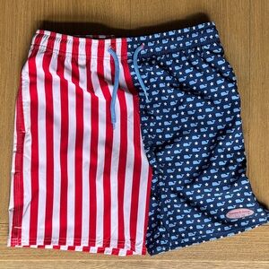 Vineyard Vines Kids Reversible Swim Trunks - Red, White & Navy